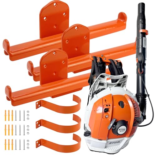 Backpack Leaf Blower Hanger with Tube Hook, 3 Pack Backpack Sprayer Wall Mount, Heavy Duty Chainsaw Wall Mount Stand Accessories Garage Organization Storage - size: 3 Pack