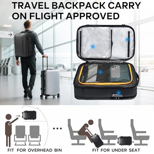 BANGE Travel Backpack with 15.6 Inch Laptop Compartment & TSA Lock for Men and Women, Water-Resistant Large Carry-On, Flight Approved,Black - style: Without Vacuum