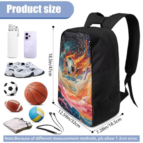 18.5in Basketball Backpack Basketball Bag with Shoe Compartment & Ball Holder, Waterproof Bag for Soccer Volleyball - color: Anime Star Cool Soccer Print