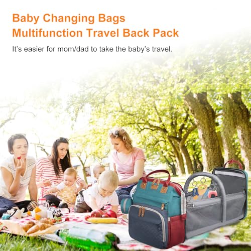 Astro alan Baby Diaper Bags with Changing Station, Waterproof Diaper Bag Backpack for Moms Dads with USB Charging Port, Baby Shower Gifts, Large Capacity diaper backpack, Red-Green-Blue - color: Red-green-blue