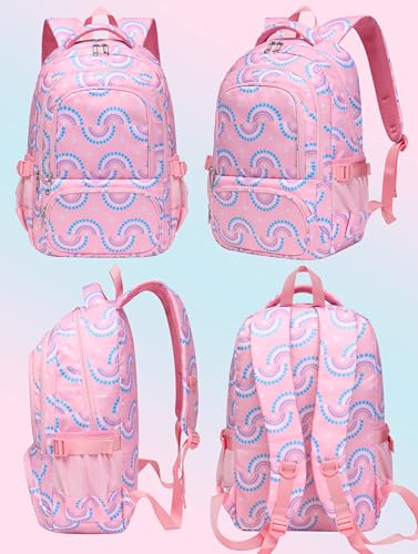 BLUEFAIRY Kids Backpacks for Boys Girls 17 Inch Elementary Primary Middle School Bookbags with Laptop Compartment Back to School Bags for Childs Age 6-8 Mochilas Escolares para Niños Niñas Peach Pink - color: Peach Pink