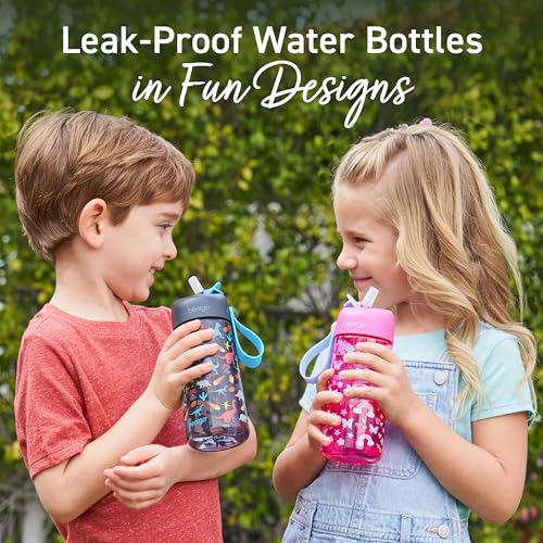 Bentgo Kids Water Bottle - Leak-Proof, Durable Tritan PFAS- & BPA-Free 15 fl oz, Kids/Toddlers Ages 3+ for School & Sports; Bite & Sip Spout, Carrying Handle, Dishwasher Safe (Dinosaur) - color: Dinosaur