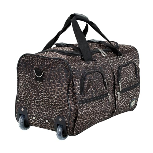 Rockland Rolling Duffel Bag, Black, 22" - color: LEOPARD, size: 22"