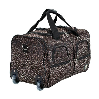 Rockland Rolling Duffel Bag, Black, 22" - color: LEOPARD, size: 22"