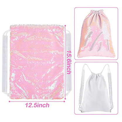 MHJY Sparkly Drawstring Backpack Mermaid Sequin Dance Bag Sports Gym Beach Swim Backpack Birthday Easter Gift Bag | Dance Bag - color: Mermaid Pink