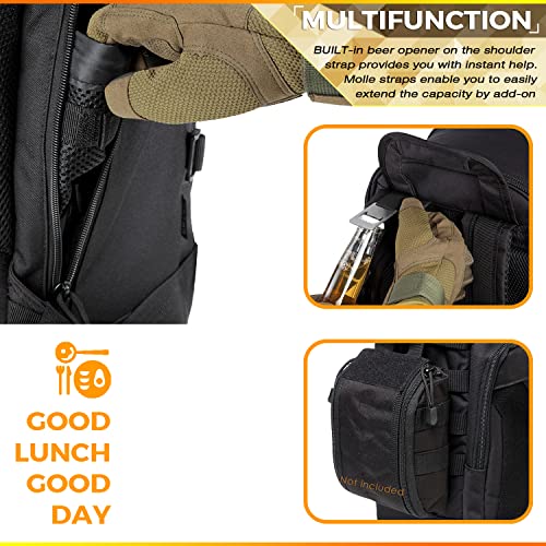 DBTAC Tactical Lunch Backpack, Large Lunch Cooler for Men Women | Backpack Coolers insulated for Work Picnic Travel (Charcoal Camo, 24-Cans) - color: Charcoal Camo