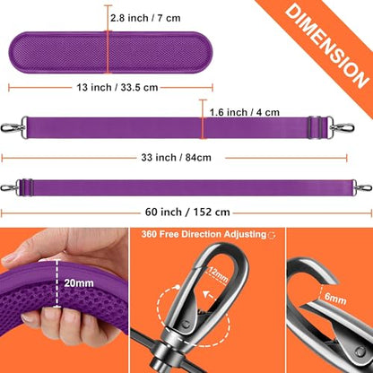 ZINZ 60 Inch Shoulder Strap with Removable Ultra-Thick Pad, Adjustable Buckles Shoulder Crossbody Strap for Luggage Bag - color: Purple
