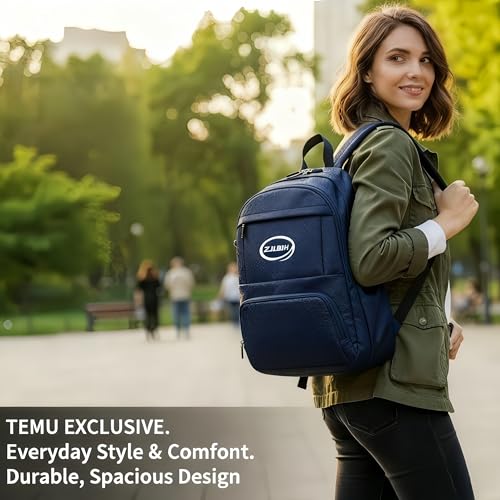 25L Classic Backpack, Polyester, Water Resistant, Multiple Front Zippered Pockets, Padded Back, Adjustable Straps (Blue)