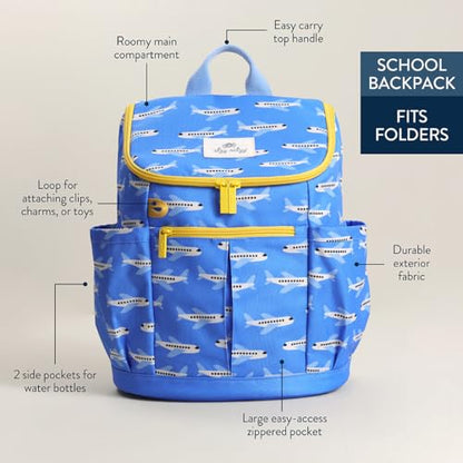 Itzy Ritzy Toddler & Kids Backpack - Lightweight Preschool & Elementary School Bag with Padded Straps, Trolley Sleeve, 2 Side Pockets, Tablet Sleeve & Name Label (Airplanes) - color: Airplanes