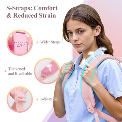PACKISM Clear Backpack for School - 17 inch Large Heavy Duty Bookbag, Reinforced See Through PVC Transparent Backpack - color: Cute Pink, style: Daypack Backpacks