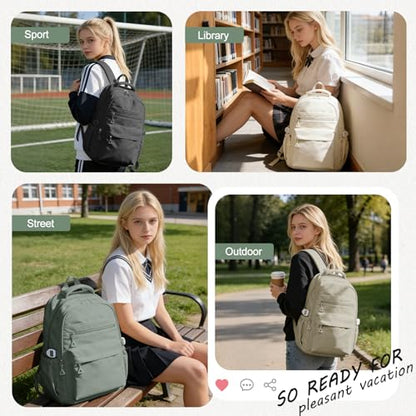 Backpack for College Students Women Men, Aesthetic Backpacks for Middle School, Waterproof Bookbag, Lightweight High School Backpack for Teens Boys Girls(Green) - color: Green