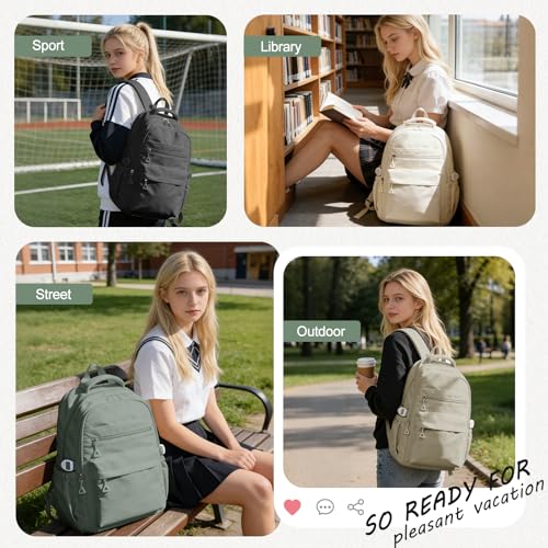 Backpack for College Students Women Men, Aesthetic Backpacks for Middle School, Waterproof Bookbag, Lightweight High School Backpack for Teens Boys Girls(Green) - color: Green