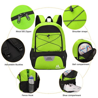 Hsmihair Soccer Bag-Soccer Backpack&Backpack for & Football Volleyball & Basketball,with Ball Compartment and Separate Cleat - color: Green