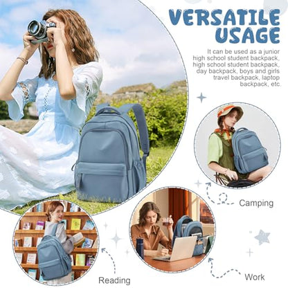 winspansy Small Backpack For School Girls Boys Aesthetic Lightweight Travel Daypack Simple Cute Backpack For Women Men College High School Bookbag Fit 14 Inch Laptop, Blue - color: A1-blue