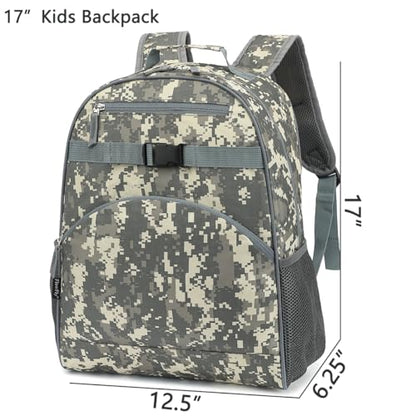 FlowFly Kids Backpack for Toddler Boys Girls, Simple Lightweight Bookbag for Daycare Kindergarten Elementary School Travel, Small Modern Bag (Large), Digital Camo - color: Digital Camo, style: Kids Large: 17l