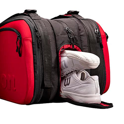 Wilson Clash V2 Super Tour Tennis Racket Bag - Red/Black, Holds up to 15 Rackets