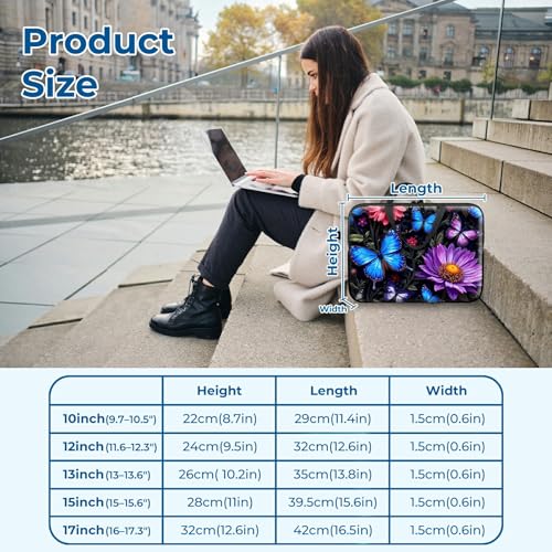 Laptop Sleeve with Handle 13 Inch, Waterproof Laptop Case Bag, Butterfly Flowers Pattern Design Computer Sleeve Compatible with MacBook Air, Pro, HP, Dell, Lenovo, ASUS - color: Butterfly Flowers, size: 13inch(13-13.6")