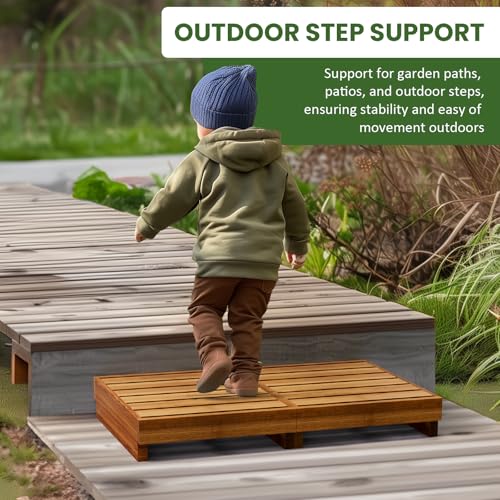 Wooden Step Stool, 3.5" One Step, Non-Slip Outdoor Heavy Duty Platform Mobility Step for Handicap, Bedroom, Kitchen