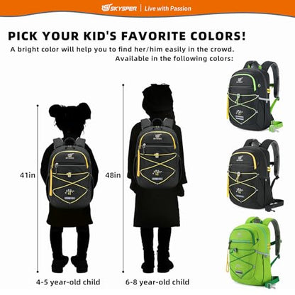 SKYSPER Kids Backpack 12L Children School Bag Child Boy Girl Pack Ages 4-8 for Traveling Day Trips Classes Camping(Black) - color: Black, size: Small