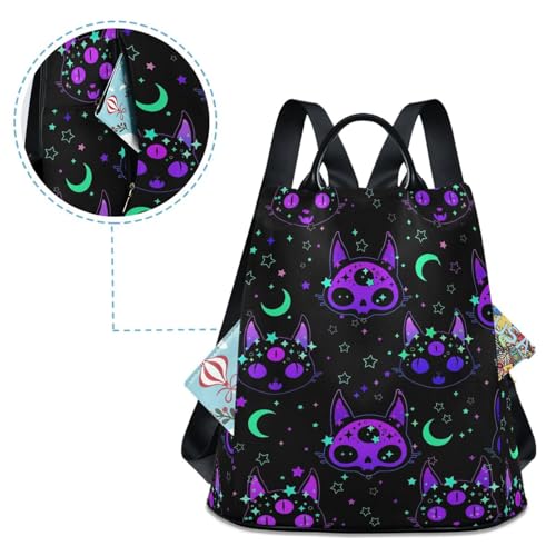 MNSRUU Women Backpack Purse Cat Skulls Backpack for Women Anti-theft Shoulder Bag Carry On Backpack Lightweight Rucksack Fashion Travel Ladies Bags - color: Cat 15