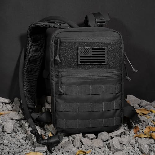 PETAC GEAR Tactical Molle Hydration Pack for 1.5L - Lightweight Water Reservoir Bag for Molle Vest Backpack, for Hiking, Hunting - style: Bk Without Bladder