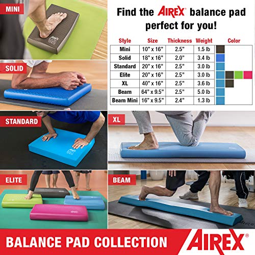 Airex Balance Pad Foam Board Stability Cushion Exercise Trainer for Balance, Stretching, Physical Therapy, Mobility, Rehabilitation and Core Strength Training 16 x 20 x 2.5, Blue - style: Standard