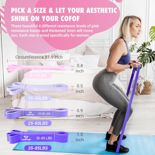 Pull Up Resistance Bands for Women, Thicken Dark Purple Pull Up Assistance Exercise Bands with Training Poster, Resistance Bands for Working Out, Stretching and Physical Therapy(Home Gym)