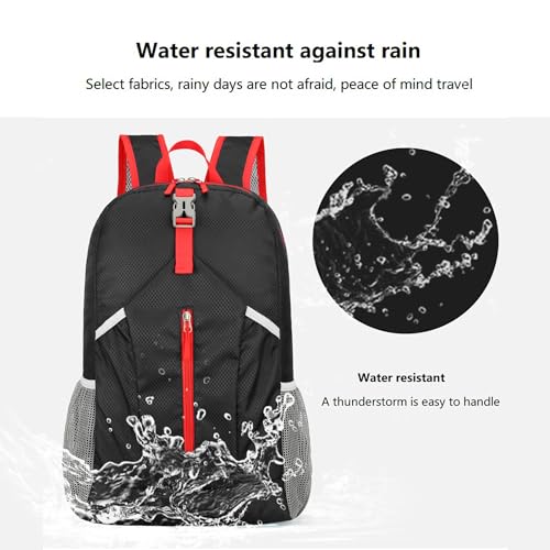 levayhill 25L Foldable Hiking Backpack,Small Packable Daypack, Black | Lightweight Collapsible Bag,Water Repellent Travel Basic-Daypack,Men Women Camping Cycling Rucksack Outdoor Back Pack - color: Black