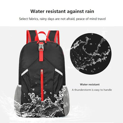 levayhill 25L Foldable Hiking Backpack,Small Packable Daypack, Black | Lightweight Collapsible Bag,Water Repellent Travel Basic-Daypack,Men Women Camping Cycling Rucksack Outdoor Back Pack - color: Black