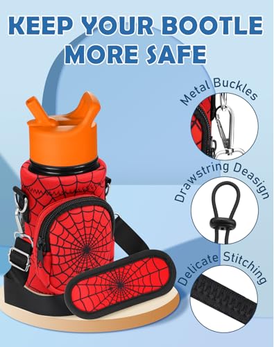 Miss Adola Water Bottle Carrier with Strap - Insulated Kids Water Bottle Holder for Boys Girls Bottle Bag for 10-18Oz - color: Red Eyes