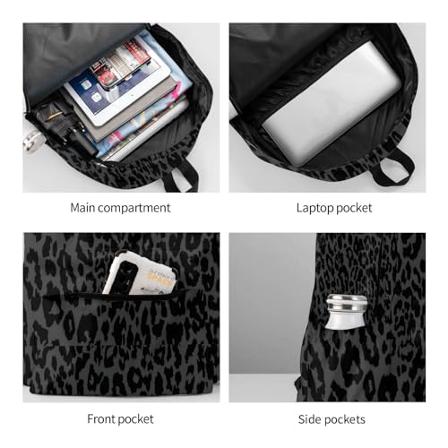 cfpolar 17 Inch Backpack Dark Gray Cheetah Leopard Print Laptop Bag Shoulder Bag School Bookbag Casual Daypack For Boys Girls - color: A1-gray Cheetah Leopard Print