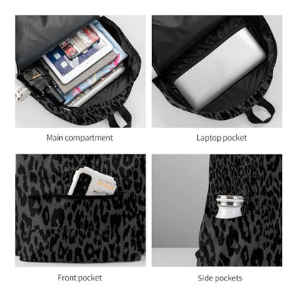 cfpolar 17 Inch Backpack Dark Gray Cheetah Leopard Print Laptop Bag Shoulder Bag School Bookbag Casual Daypack For Boys Girls - color: A1-gray Cheetah Leopard Print