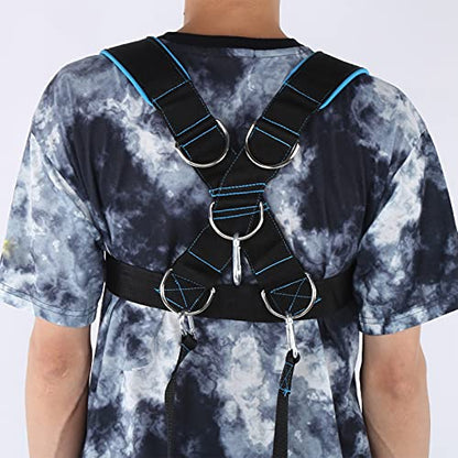 Weight Bearing Shoulder Strap Pulling Sled Harness Vest Resistance Bands with Pulling Strap Durable Nylon Material Adjustable Design for Strength Training and Team Sports - color: Black Blue