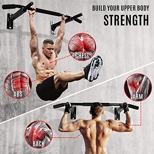 Yes4All Multifunctional Wall Mounted Pull Up Bar And Rotating Pull Up Handles With Non-Slip & Foam Pad Grips