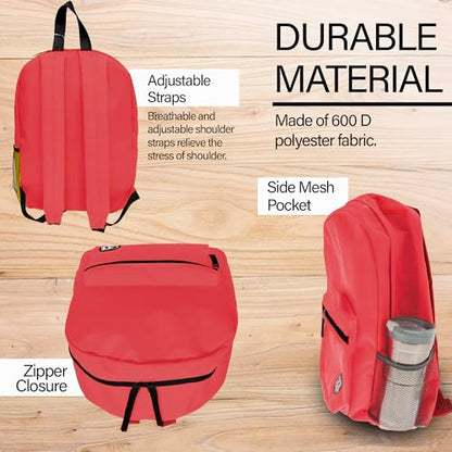 BAZIC 1032 Basic Backpack, Red, 16" - color: Red, size: 16"