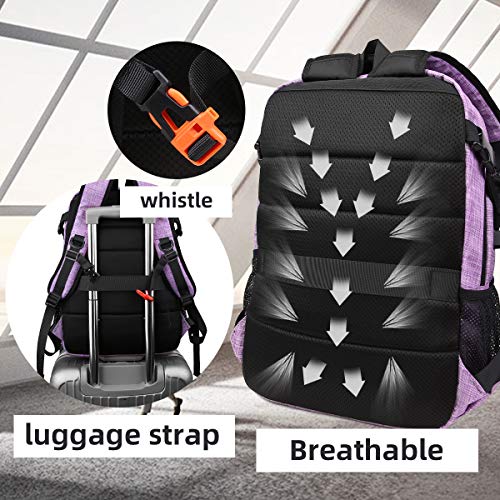 FENGDONG Large Laptop Backpack 17.3 inch Durable Waterproof Travel College Backpack Bookbag for Men & Women Business Backpack with USB Charging Port and Headset Port Light Purple - color: A2-light Purple