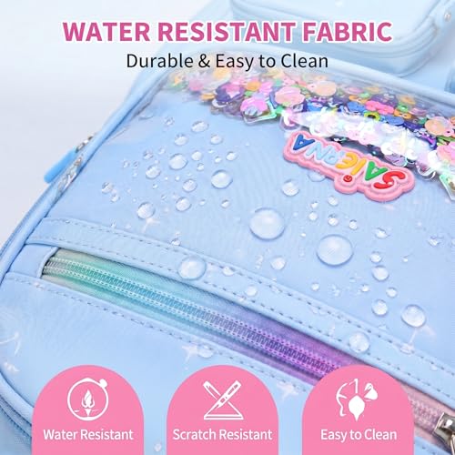 3PCS Kids Backpack Set, School Backpack with Lunch Bag & Pencil Case, Lightweight Waterproof Bookbag for Kids (Blue Sequin) - color: Blue Sequin