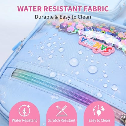 3PCS Kids Backpack Set, School Backpack with Lunch Bag & Pencil Case, Lightweight Waterproof Bookbag for Kids (Blue Sequin) - color: Blue Sequin