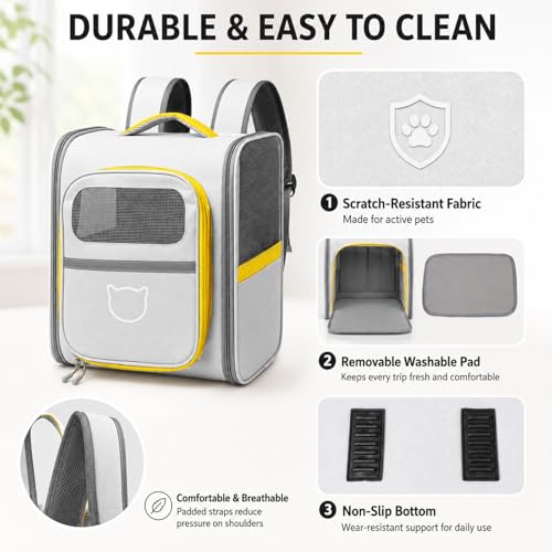 Vivicreate Cat Backpack Carrier for Dogs and Cats Kittens Rabbits, Foldable Mesh, Cat Carrier Backpack 15 Lbs, Pet Backpack Carrier for Walking, Camping and Cycling (Gray) - color: Gray