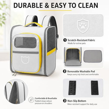 Vivicreate Cat Backpack Carrier for Dogs and Cats Kittens Rabbits, Foldable Mesh, Cat Carrier Backpack 15 Lbs, Pet Backpack Carrier for Walking, Camping and Cycling (Gray) - color: Gray