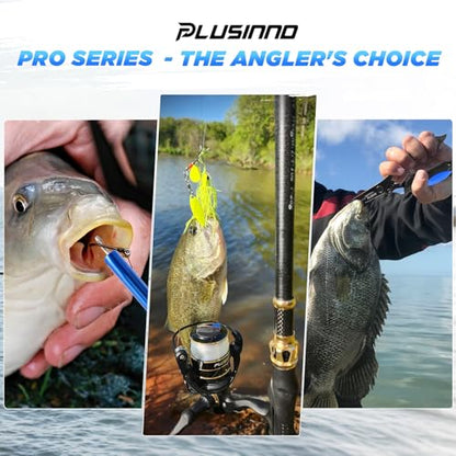 PLUSINNO Fishing Backpack with Fish Rod and Reel Combos Tackle Boxes, Waterproof Tackle Backpack for Fishing Gear with Rod Holder, Fish Gifts for Men with Tool Kit - color: Black Camo Backpack With Rod and Reel Combo
