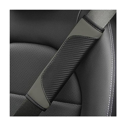 AUCELI 2PCS Car Seat Belt Cover, Carbon Fiber Seatbelt Shoulder Strap Covers, Breathable Leather Soft Harness Pad Protect Your Neck and Shoulder Compatible with Cars - color: Black/Gray