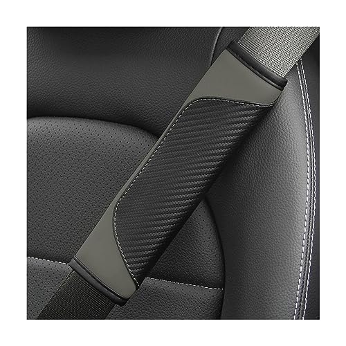 AUCELI 2PCS Car Seat Belt Cover, Carbon Fiber Seatbelt Shoulder Strap Covers, Breathable Leather Soft Harness Pad Protect Your Neck and Shoulder Compatible with Cars - color: Black/Gray