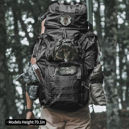 Mardingtop 75L Molle Hiking Internal Frame Backpacks with Rain Cover for Camping,Backpacking,Travelling(Black)