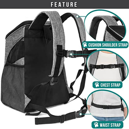 PetAmi Cat Backpack Carrier, Airline Approved Pet Carrier Backpack for Small Dogs and Large Cats, Soft Sided Collapsible Ventilated with Sherpa Bed for Hiking Travel, Max 18 lbs, Heather Gray - color: Heather Gray