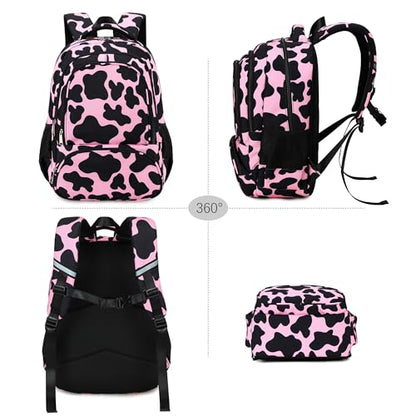 abshoo Lightweight Kids Backpack For School Girls Teens Bookbag Kindergarten Elementary School Bags (Cow Print Pink) - color: Cow Print Pink