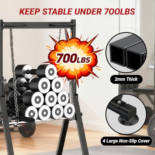 Tappio Folding Power Tower Dip Station Pull Up Bar, Multifunctional Pull Up Tower Adjustable Height, Triangular Structure Strength Training Workout Equipment for Home Gym Fitness