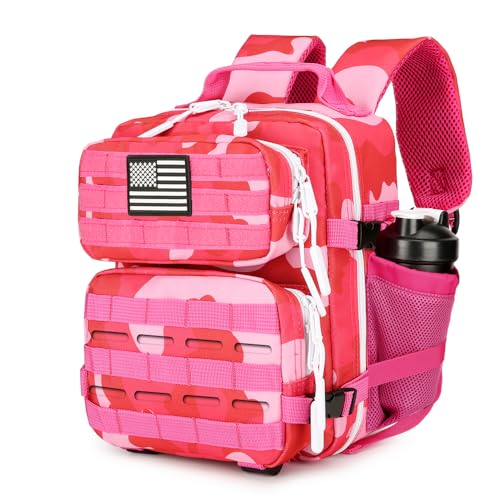 9L Mini Tactical Backpack for Men and Women Tactical Backpack Small for Hiking Small Tactical Bag Fitness Pack - color: Rose Red Cp