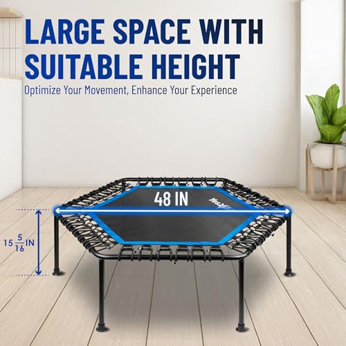 Yes4All Rebounder Trampoline for Adults, 48-Inch, 350 LBS Stable & Silent Exercise Trampoline for Rebounding, Jumping Cardio