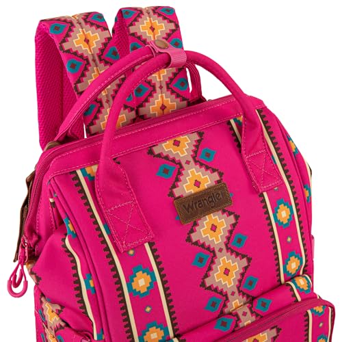 Montana West Wrangler Callie Diaper Bag Backpack with Stroller Straps Multifunction Baby Travel Bag WG2204-9110HPK - color: Hot Pink